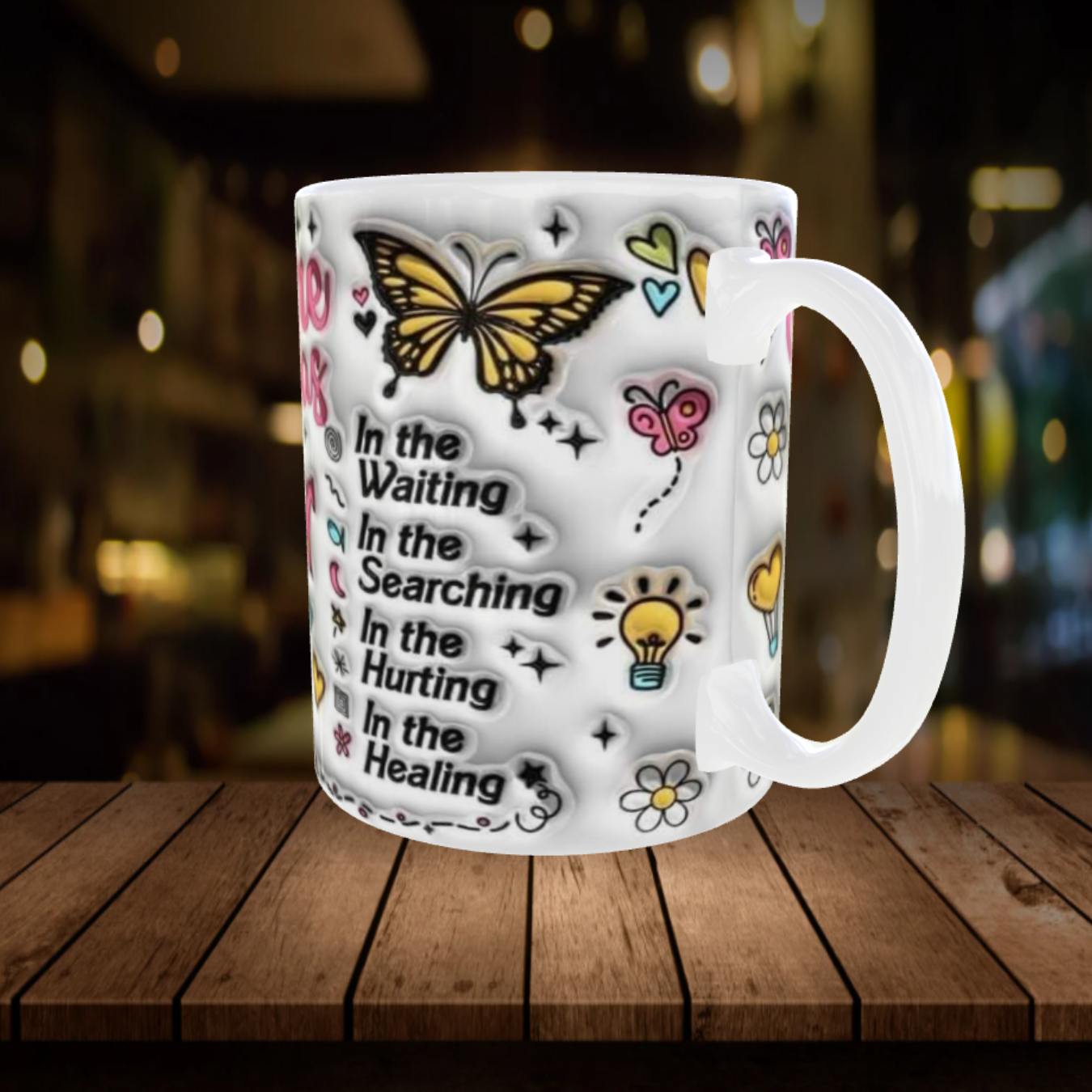Purpose in the Waiting – Inspirational Butterfly Mug
